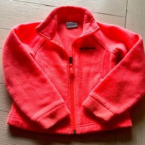 Neon orange zip up fleece, girls